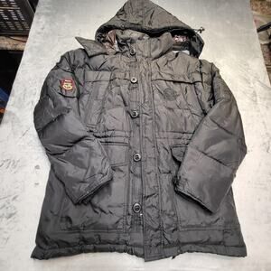 Triple F.A.T. Goose Jacket Mens XL Hooded Down Parka Winter Coat Patch